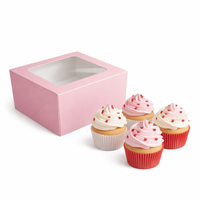 Pudełko na 4 muffinki babeczki 18x18x10 cm RÓŻOWE