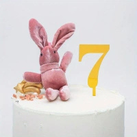 Topper na tort ZŁOTY cyfra 7 SIEDEM SIÓDEMKA 11x4 cm