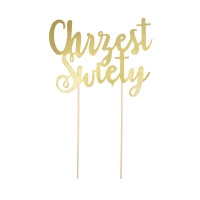 Topper na tort Chrzest Święty ZŁOTY Part Pal