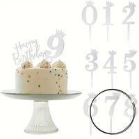 Topper na tort SREBRNY Z KORONĄ cyfra 7 SIEDEM SIÓDEMKA 11x4 cm