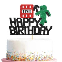 Papierowy topper na tort HAPPY BIRTHDAY MINECRAFT