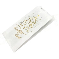 Torebka papierowa WESOŁYCH ŚWIĄT BIAŁA 16x6x29 cm 100 szt. 