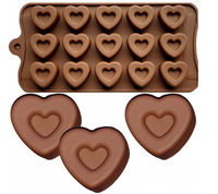Forma silikonowa do pralin czekoladek wzór: SERDUSZKA 21x11 cm