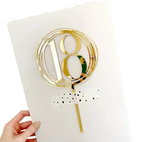 Akrylowy topper na tort LICZBA 18 w kółku 17x10 cm ZŁOTY 