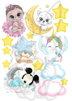 Wydruk jadalny opłatek na tort BABY GIRL  MISIACZEK, MYSZKA, JEDNOROŻEC BABY SHOWER