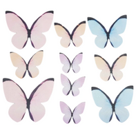 Dekoracja waflowa na tort muffinki MOTYLKI PASTELOWY MIX 10 szt. Rose Decor