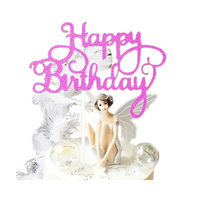 Papierowy topper na tort HAPPY BIRTHDAY RÓŻOWY WZ.II