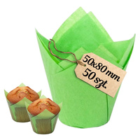 Papilotki do muffinek tulipan ZIELONE 50x80 mm 50 szt.