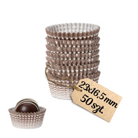 Biało brązowe papilotki do cake popsów pralin makaroników 23x16,5 mm 50 szt.