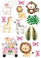 Opłatek na tort ZWIERZĄTKA SAFARI RÓŻ WZ.I
