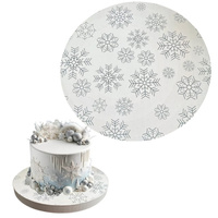 Podkład pod tort styrodur śr. 30 ŚWIĄTECZNY SREBRNE ŚNIEŻYNKI