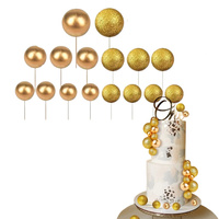 Toppery na tort kule na piku ZŁOTE METALICZNE I BROAKTOWE wz.IX