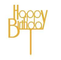 Topper na tort urodzinowy złoty HAPPY BIRTHDAY  11,5x9,5 cm WZ. I