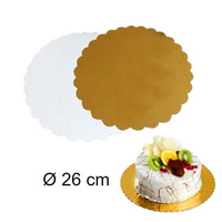 Karbowany podkład pod tort ZŁOTY gruby Ø 26 cm