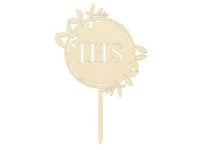 Topper drewniany na Komunię IHS, 23cm
