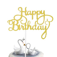 Papierowy topper na tort HAPPY BIRTHDAY ZŁOTY WZ.II