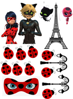 Wydruk jadalny opłatek na tort MIRACULUM BIEDRONKA I CZARNY KOT WZ. I