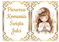 Opłatek na TORT PIERWSZA KOMUNIA ŚWIĘTA WZ.XL