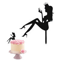 Topper CZARNY KOBIETA KORONA LUSTERKO 16x12 cm