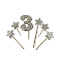 Dekoracja topper cyfra 3 SREBRNY Slado