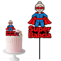 Topper na tort 16x6,5 cm SUPER BABCIA DZIEŃ BABCI WZ.III