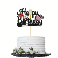 Papierowy topper na tort Happy Birthday KOSMETYKI TOPPER DLA KOBIETY