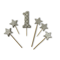 Dekoracja topper na tort cyfra 1 SREBRNY Slado