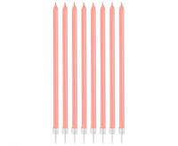 Świeczki perłowe jasnoróżowe, 15.5x0.44 cm, 8 szt.