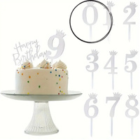 Topper na tort SREBRNY Z KORONĄ cyfra 0 ZERO 11x4 cm