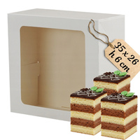Pudełko na ciasto z oknem 35x26x6 cm BIAŁY 