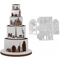 Zestaw szablonów do dekoracji tortów i ciast MIASTA BUDOWLE
