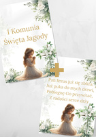 Opłatek na TORT KSIĄŻKA KOMUNIA DZIEWCZYNKA IMIĘ + DOWOLNY TEKST 2xA4