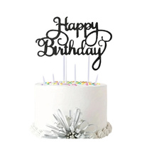 Papierowy topper na tort HAPPY BIRTHDAY CZARNY WZ.II