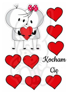 Wydruk jadalny opłatek na tort KOCHAM CIĘ -MIŁOŚĆ WALENTYNKI A4