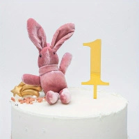 Topper na tort ZŁOTY cyfra 1 JEDEN JEDYNKA  11x4 cm