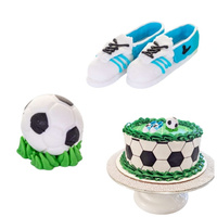 Figurki na tort PIŁKA I BUTY PIŁKARSKIE zestaw niebieski Slado