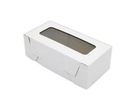 Pojemnik na ciasto ciastka muffinki z okienkiem 24x12x8 cm BIAŁE