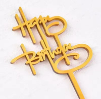 Topper na tort urodzinowy złoty HAPPY BIRTHDAY  11,5x9,5 cm WZ. II
