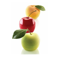 Forma silikonowa MELA, CILIEGIA & PESCA owoce jabłko, wiśnia, brzoskwinia śr.60 mm H 55 mm Silikomart