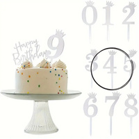 Topper na tort SREBRNY Z KORONĄ cyfra 4 CZWÓRKA CZTERY 11x4 cm