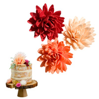 Kwiaty waflowe na tort ASTRY ODCIENIE BEŻU POMARAŃCZU I CZERWIENI 3 szt. Rose Decor