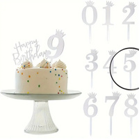 Topper na tort SREBRNY Z KORONĄ cyfra 5 PIĘĆ PIĄTKA 11x4 cm