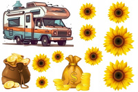 Wydruk jadalny KAMPER PIENIADZE SŁONECZNIKI