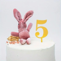 Topper na tort ZŁOTY cyfra 5 PIĘĆ PIĄTKA 11x4 cm