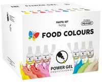 Zestaw 9 szt. barwniki do kremów biszkoptu PASTELOWE PowerGel Food Colours
