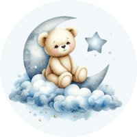 Opłatek na tort MIŚ NA KSIĘŻYCU- ROCZEK, BABY SHOWER WZ.I