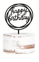 Topper na tort urodzinowy czarny HAPPY BIRTHDAY 14x8,6 cm WZ. II