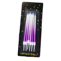 Świeczki urodzinowe BIAŁO - FIOLETOWE MATELICZNE OMBRE cienkie 6 szt 