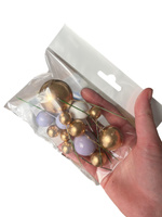 Toppery na tort kule na piku FIOLETOWO ZŁOTO BIAŁE wz.IV