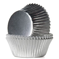 Metaliczne papilotki do muffin 24 szt. SREBRNE House of Marie